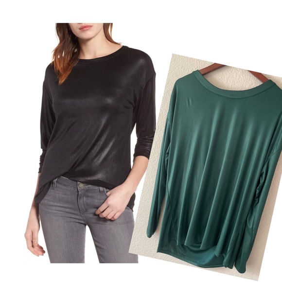 Halogen Drape Back Top in Emerald - Picture 1 of 11